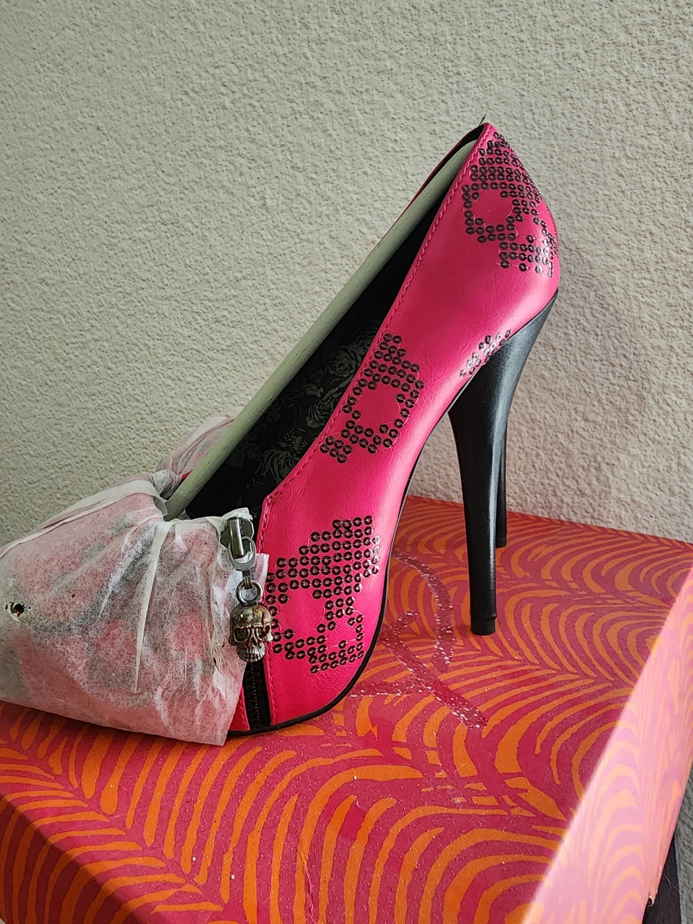 Iron Fist Pink Peep Toe Platform Heels - Picture 5 of 7